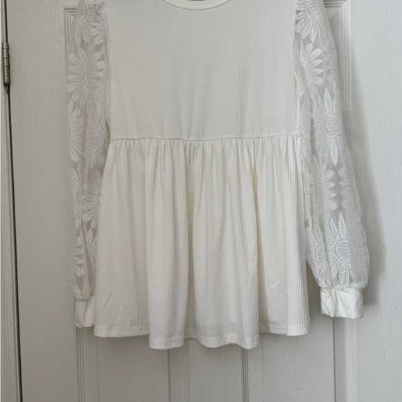 SHEIN White Babydoll Dress with Bishop Sleeves - Picture 3 of 8